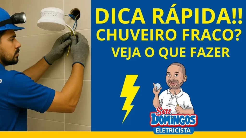 Chuveiro fraco com energia normal, mostrando baixa pressão de água